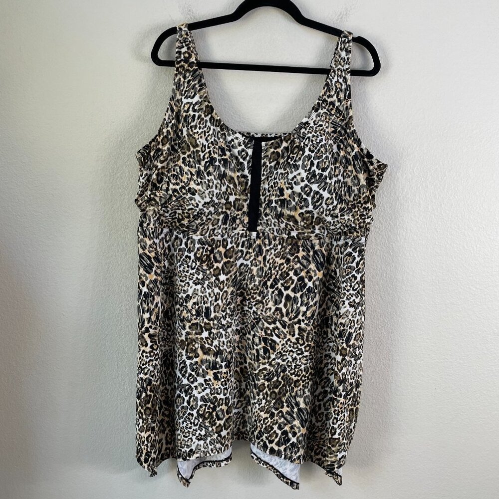 Swim 365 by Swimsuit Womens Plus 28 Tankini‎ Top Animal Print Padded Swim